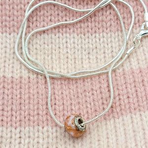925 Sterling Silver Pink, Gold and Purple Charm Bead and Necklace Chain